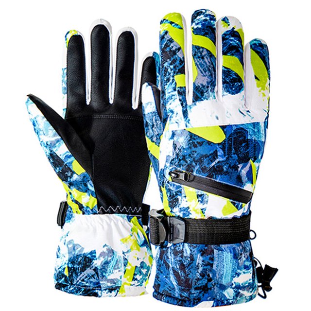 Jumpingount 1 par de guantes de esquí a prueba de viento, impermeables, para viajar, montar, guantes cálidos portátiles para invierno, mitones ajustables, guantes y mitones Azul blanco Jumpingount AP013135-03