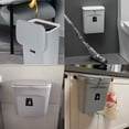 thumbnail image 2 of Olibuy Hanging Trash Can with Lid for Under Sink or Cabinet Door, 2.4 Gallon Kitchen Compost Bin , Garbage Can for Cupboard/ Bathroom/ Bedroom/ Office/ Camping, Wall Mounted Indoor, Gray, 2 of 6