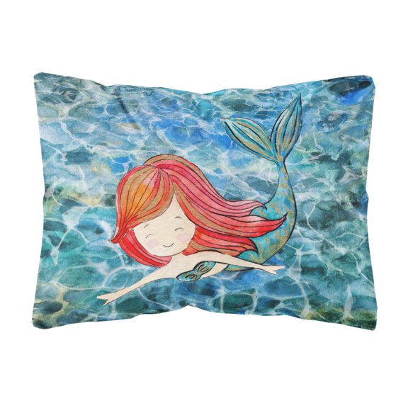 Carolines Treasures BB8518PW1216 Mermaid Swimming Canvas Fabric Decorative Pillow, 12H x16W, multicolor
