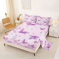 thumbnail image 2 of Erosebridal Flying Purple Butterflies Full Size Sheets 4-Piece For Girls,Dreamy Floral Flowers Bed Sheets, 2 of 5