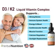 Vitamin D3 Liquid Complex Organic D3 K2 5000iu 270 Servings from Herbal Nutrition