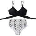 thumbnail image 2 of Women Criss Cross High Waisted String Floral Printed 2 Piece Bathing Suits(Snake Skin，L), 2 of 6