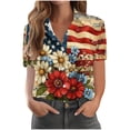 thumbnail image 5 of Mifsaly Short Sleeve Button Down Shirts for Women Lapel Collar V Neck Blouses Patriotic Hearts American Flag Print Independence Day Tops 2026 XL, 5 of 6