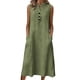 thumbnail image 3 of TaTaai Women's Loose Fit Slip Dress Solid Color Sleeveless V-Neck Linen Feel Button Front Casual Maxi Dress Summer Pocket Detail Gift, 3 of 7