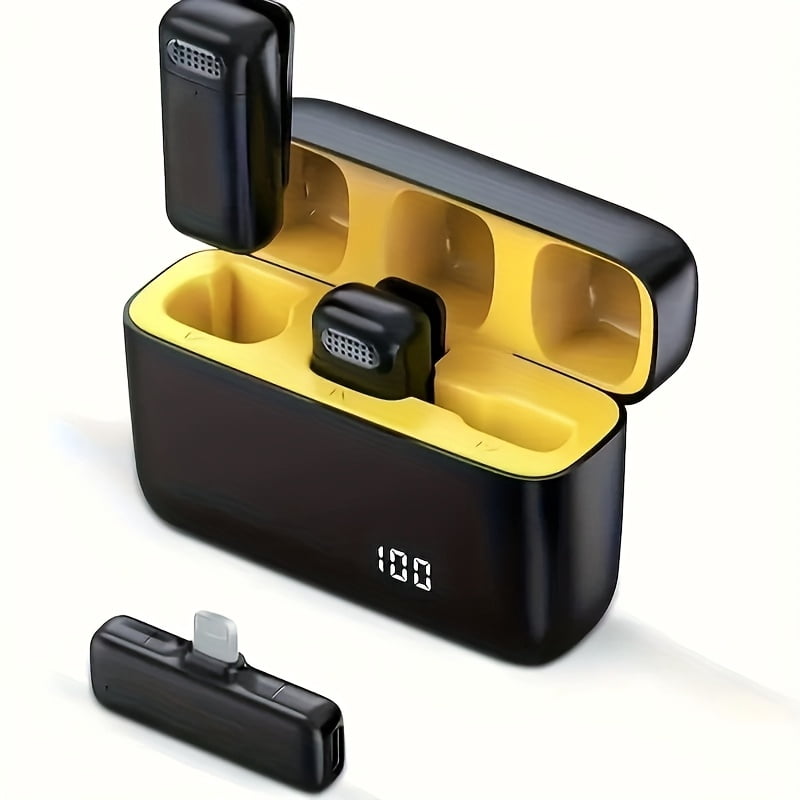 Wireless Clip-on Mic with Charging Case, Dual Mic Support, Live Streaming & Recording, Indoor/Outdoor Use