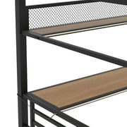 Euroco Metal Full Size Loft Bed with Desk and Shelves, Storage Gaming Bed with LED Light for Kids Teens