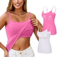 thumbnail image 2 of WTOBBY 2-Pack Wire-Free Women's Camisole with Padded Support, Sexy Oversized Layering Tank Tops, Soft Stretchy Plus Size Sleepwear Essentials,Hot Pink 6XL, 2 of 5