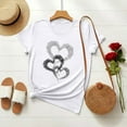thumbnail image 2 of Riecok Valentines Day Shirts Women Plus Size Crew Neck Heart T Shirt for Women Short Sleeve Summer Casual Comfy Novelty Graphic Tops White 3XL, 2 of 7