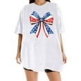 thumbnail image 3 of Womens T Shirts Graphic 4th of July Bow Patriotic Short Sleeve Independence Day Oversized Tunic Blouse White XL, 3 of 4