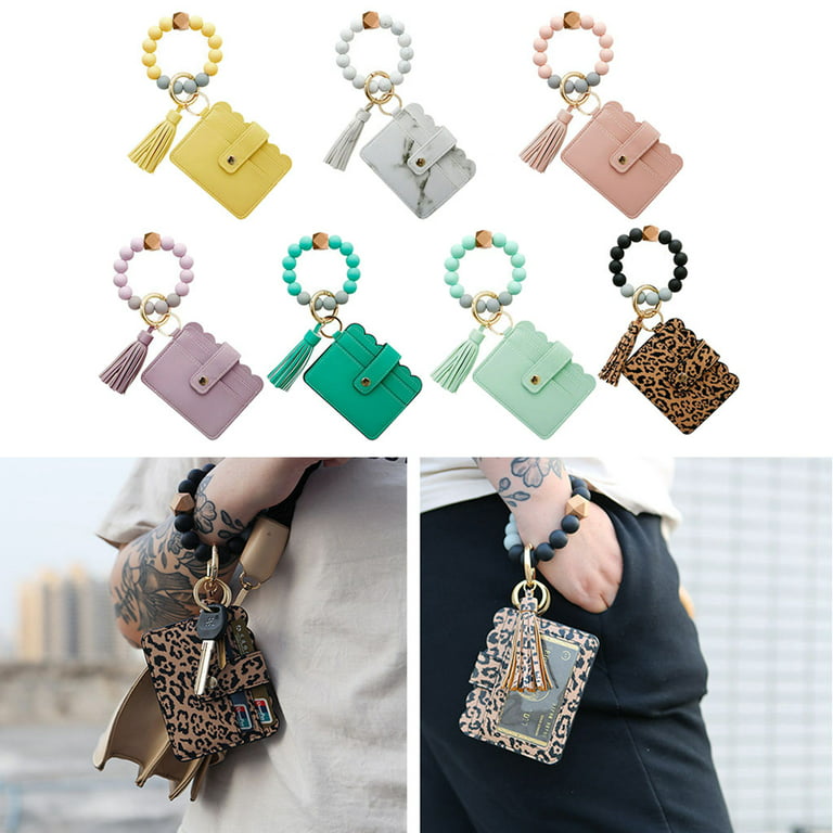 Dress Choice Leather Wristlet Keychain Bracelet Bangle Round Key