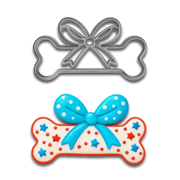 Mighty Gadget Dog Bone with Ribbon Cookie Cutter - 4 x 2.11 Inch, Perfect for Pet Lovers and Dog Treats