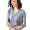thumbnail image 4 of Maydear Women's V Neck Long Sleeve Sweater Pullover Knit, Stretch Fitted Knitted Bottoming Shirt, 4 of 5