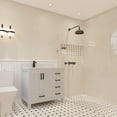 thumbnail image 2 of Ayna Decors Rooh 36 in White Bathroom Vanity Set with White Quartz Countertop and Brass Faucet | Pop-Up Drain and P-Trap Included | Black Hardware, 2 of 10