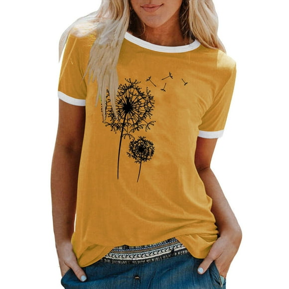 Cathalem Women's Casual Basic Going Out Crop Tops Fall Going Out Outfits Cute Tight Basic Tees Shirt,Yellow L