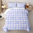 thumbnail image 2 of Erosebridal Blue Bow Gingham Quilt King, Princess Style King Coverlet Set for Girls, 3 Pieces, 2 of 7