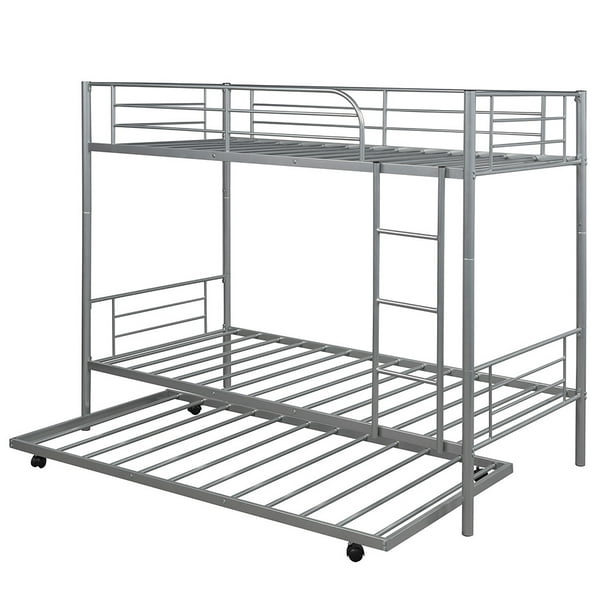 Triple Twin Over Bunk Bed For Kids, Bunk Bed Side Rail