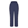 thumbnail image 5 of QATAINLAV Women 2025 Summer Cotton Linen Pants Solid Color High Waisted Wide Leg Trousers Trendy Side Button Lightweight Beach Pants with Pockets Navy L Prime By Hour, 5 of 7