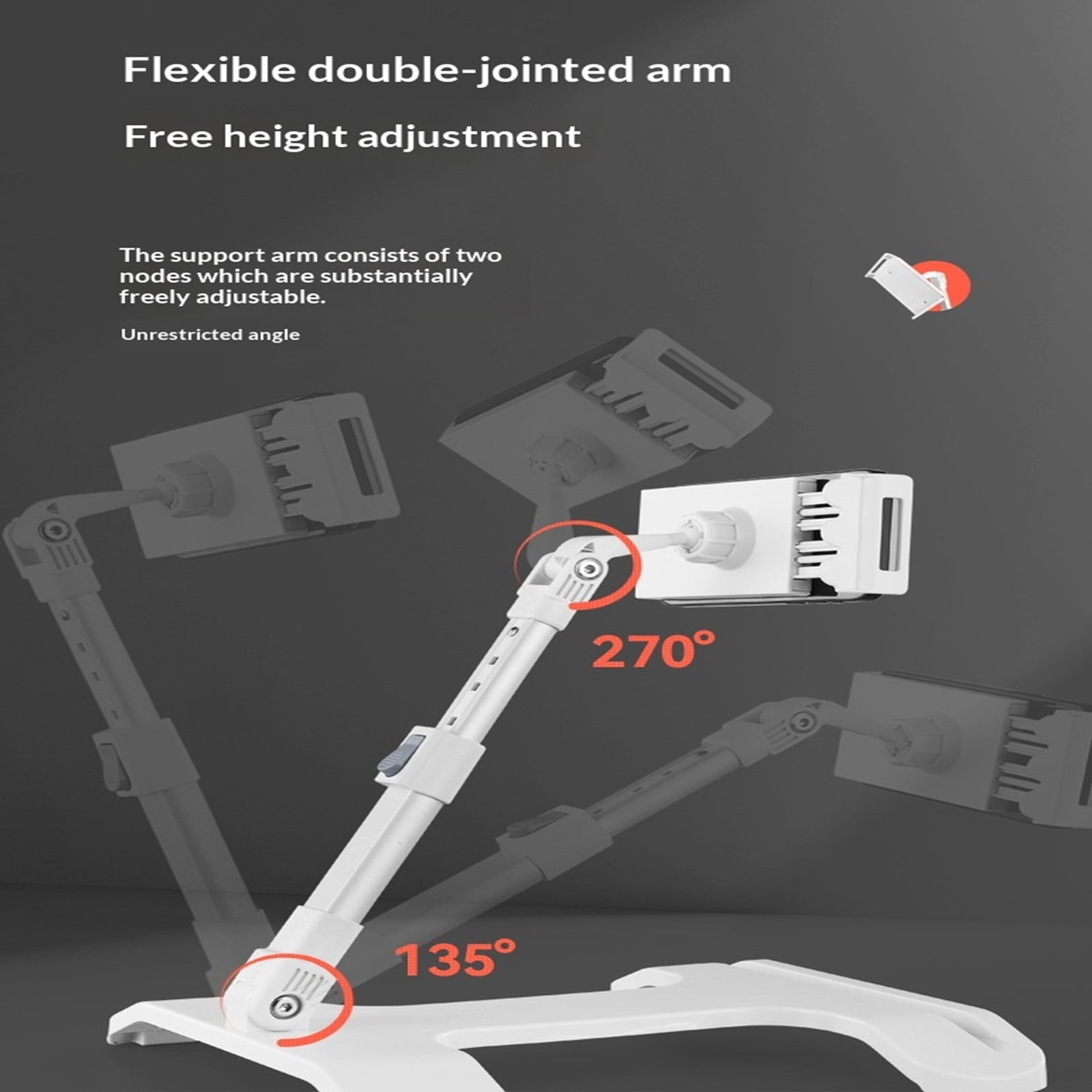 Adjustable Sturdy Phone Stand Rack Holder for 4 to 12 Inch Tablets and Phones Including All Brands Bed Sofa Desk Support