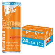 Red Bull Amber Edition Sugarfree Energy Drink, Strawberry Apricot, 8.4 fl. oz., 6 x 4 Cans (Pack of 24)
