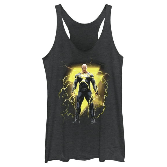 Women's Black Adam Electricity Antihero  Racerback Tank Top Black Heather 2X Large