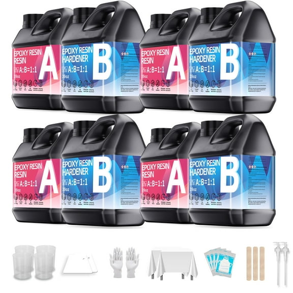 Epoxy Resin Kit 312OZ，Newly Formulated Crystal Clear Epoxy Resin, Strong, Bubble-Free, Anti-Yellowing Art Resin That, Suitable for Casting, DIY, Molds, Jewelry, Easy to Mix 1:1 Ratio