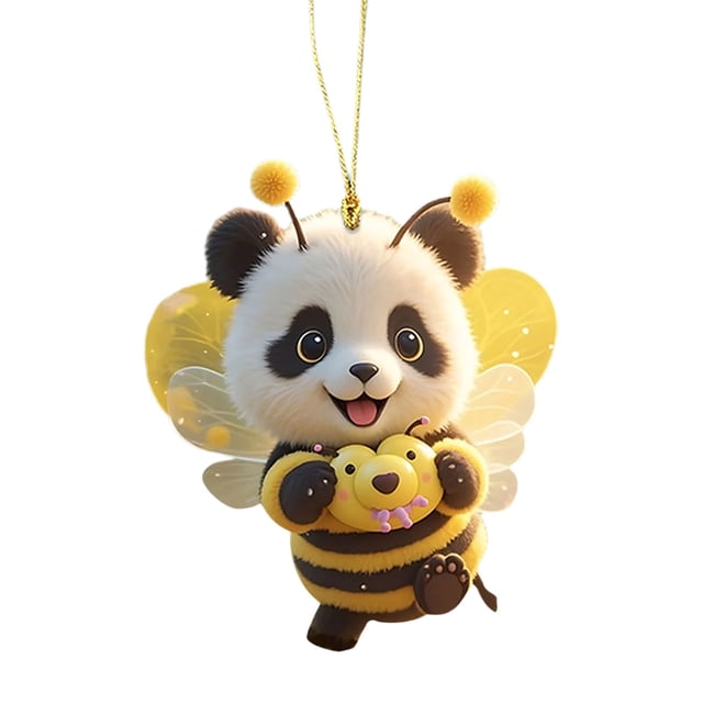 Car Interior Rearview Mirror Pendant 2D Flat Acrylic Honeybee Design 1 Pack