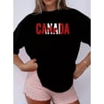 thumbnail image 1 of Canada Themed Lettering Print Stretch Casual T-Shirt R103, for Men & Women, up to Size 5XL, 1 of 4