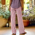 thumbnail image 4 of Mifsaly Striped Linen Pants Women High Waisted Wide Leg Summer Pant Lightweight Loose Fit Casual Beach Vacation Outfits with Pockets 2026 Red,M, 4 of 9