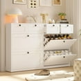 thumbnail image 3 of VOWNER Shoe Cabinet with 2 Flip Drawers & 2 Drawers, Freestanding Shoe Storage Cabinet with Adjustable Shelves, Shoe Organizer for Entryway, Hallway, Living Room (White), 3 of 7