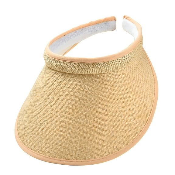 TELOLY Women'S Slip-On Sun Visor Hats Stylish Holiday Wide Brim Straw Visors Womens Sunscreen Visors Summer Beach Hat,Gold