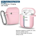 thumbnail image 3 of AirPods Case Cover , Soft Silicone Protective Cover with Keychain for Women Men Compatible with Apple AirPods 2nd 1st Generation Charging Case, Front LED Visible-Pink sand, 3 of 5