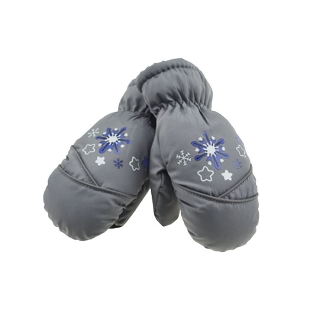 Cateissary 6 pares de manoplas para niños, equipo deportivo impermeable de invierno, herramientas de protección para niños, patrones impresos Suministros térmicos gris