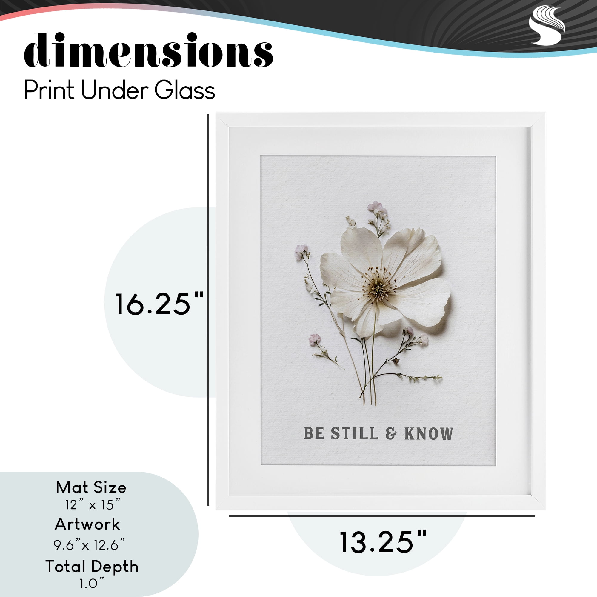 Be Still & Know Pressed Flowers White Framed Print Under Glass, design by Lettered and Lined