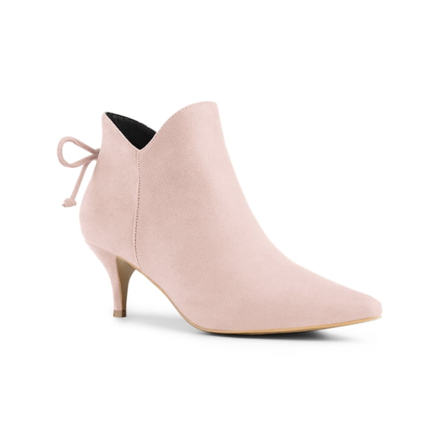 Unique Bargains Bottines à Talon Kitten à Bout Pointu pour Femmes DustPink US 8.5