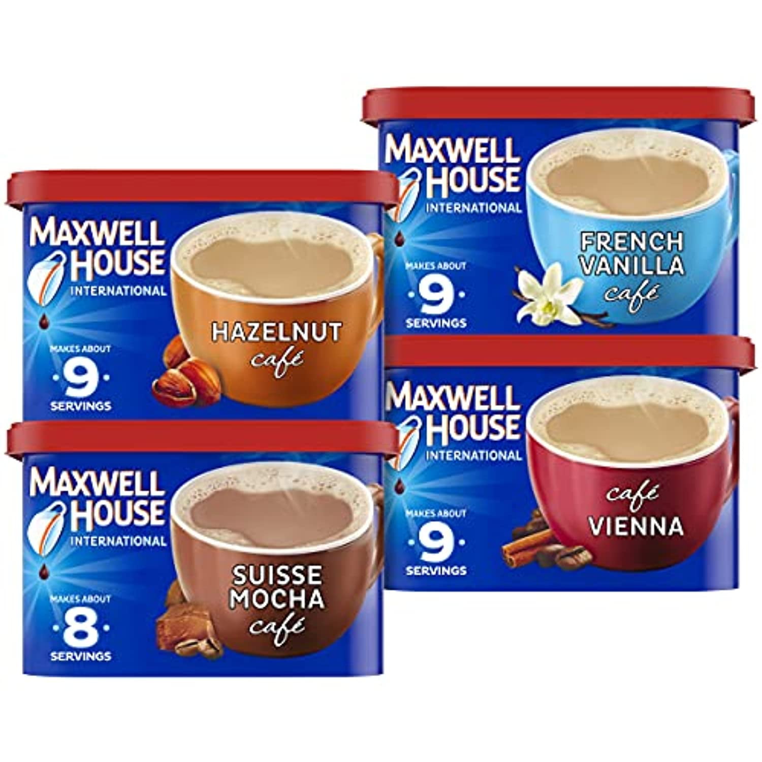 Maxwell House International Variety Pack With French Vanilla (Suisse Mocha, Hazelnut, And Vienna