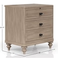 thumbnail image 5 of JERFIT Modern Nightstand with Charging Station, 3-Drawer Sand Finish Bedside Table with USB Ports, Solid Wood & MDF Bedroom Storage Cabinet, 5 of 5