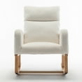 thumbnail image 4 of Modern Accent Rocking Chair, Upholstered Rocking Sofa Chair with Plywood Frame and High Back, Teddy Material Comfort Arm Rocker Lounge Armchair with Side Pocket for Leisure and Reading, Beige, 4 of 7