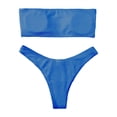 thumbnail image 6 of Afdoent Womens Bikini Sets Women Two Piece Solid Color Swimwear High Waisted Split Swimsuit Bikini Beachwear Padded Swimwear Beachwear, 6 of 6