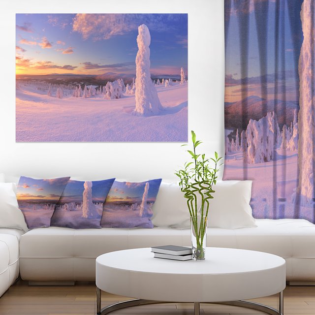 Frozen Trees on Mountain Panorama - Landscape Canvas Art Print
