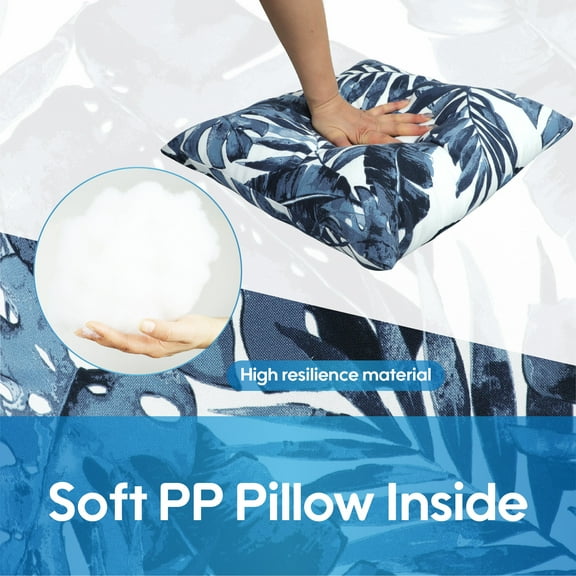 Weighted Blanket 2 Pack Outdoor Throw Pillows, Waterproof & Fade-Resistant Patio Cushions for Garden, Porch, Poolside Furniture - Soft & Comfortable Decorative Pillow Covers (18x18 Inch, Blue Big lea