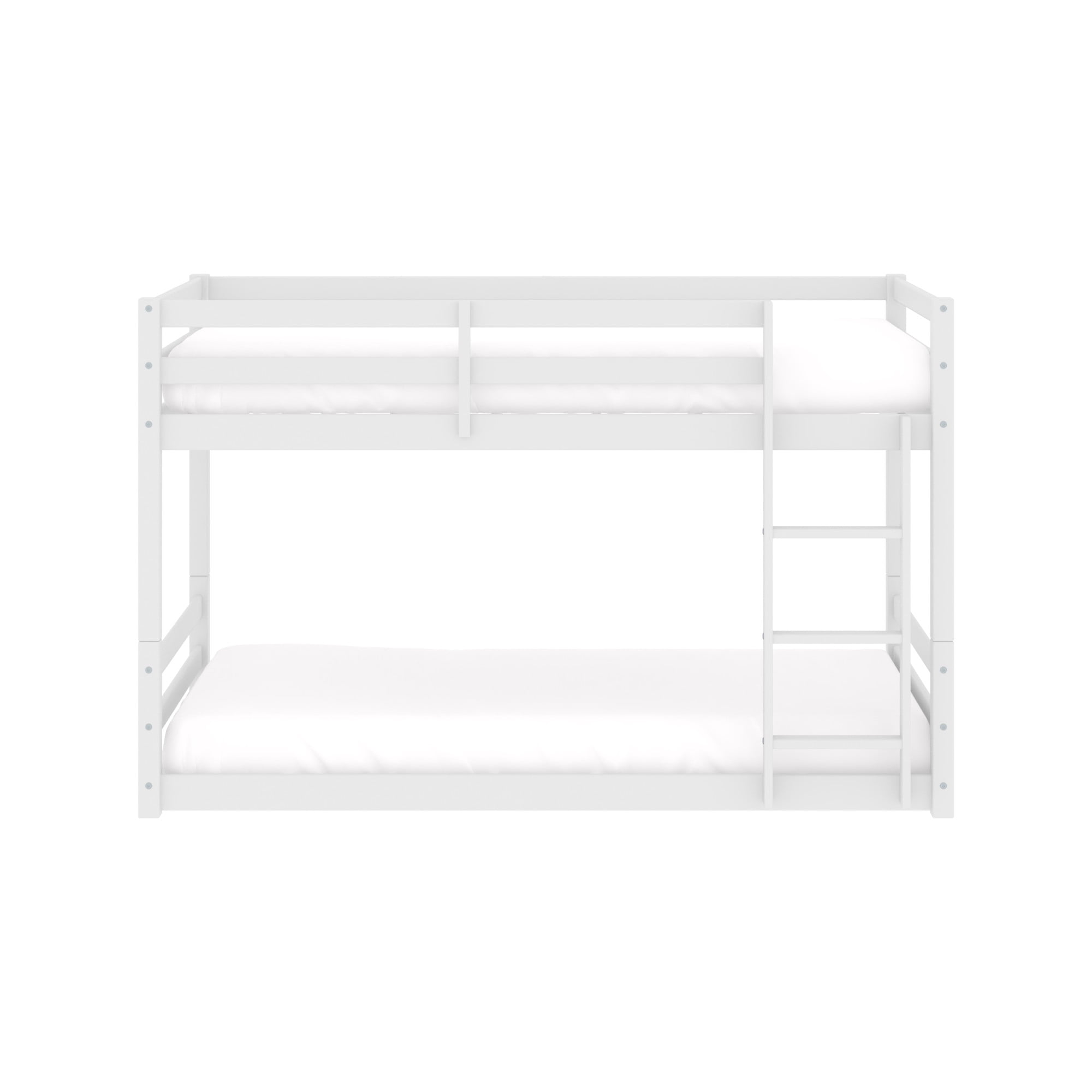 HH2 Home Essentials Campbell Wood Twin Over Twin Floor Bunk Bed, White