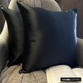 thumbnail image 5 of The HomeCentric Decorative Throw Pillow covers Black Pack of 2, 14"x14" (35x35 cm) Satin Solid & Slub Satin Cushion cover For Sofa Chouch, Hotels, living, Bed Room Modern Style - Black Slub Satin, 5 of 10