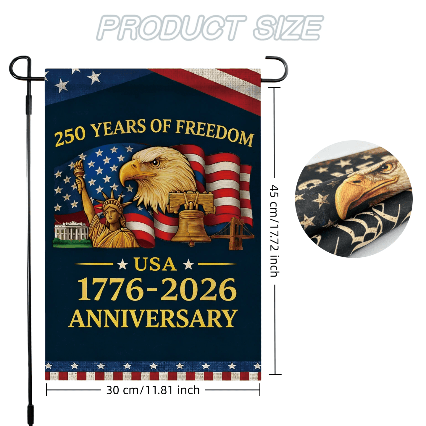 4 Pcs-250 Anniversary Flag 250 Years of Freedom Flag 1776-2026 Patriotic Flags Outdoor Lawn Garden Decor Doubleside Polyester