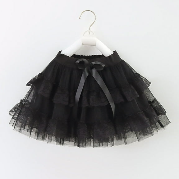 uublik Girls Skirt Black Layered Mesh Skirt Party Birthday Dance Princess Skirt Size 4T-7