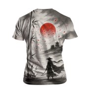 Rebaike Samurai Anime Manga Art T-Shirt – Japanese Warrior Ink Style Graphic Tee for Men