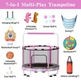 thumbnail image 2 of Baxluxe 55" 7-in-1 Upgraded Kids Trampoline, Reinforced Safe Design with Adjustable Height & Net, 500lbs Capacity Indoor and Outdoor Mini Trampoline for Boys & Girls Ages 3-8, Rainbow Unique, 2 of 7