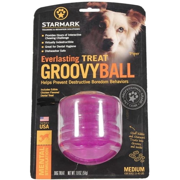 Starmark STM00126M Everlasting Treats Groovy Ball Dog Toy - Medium