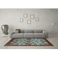 thumbnail image 3 of Ahgly Company Indoor Square Oriental Light Blue Industrial Area Rugs, 3' Square, 3 of 4