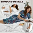 thumbnail image 6 of DISNIMO Floral Printed Women's Short Sleeve Pajama Sets Comfy 2 Piece Pjs Set Short Sleeve Tops and Capri Pant Sleepwear with Pockets, 2XL, 6 of 7