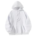 thumbnail image 3 of Sudadera con capucha y cordón ajustable de poliéster blanco, ligera y suave. M, 3 of 9